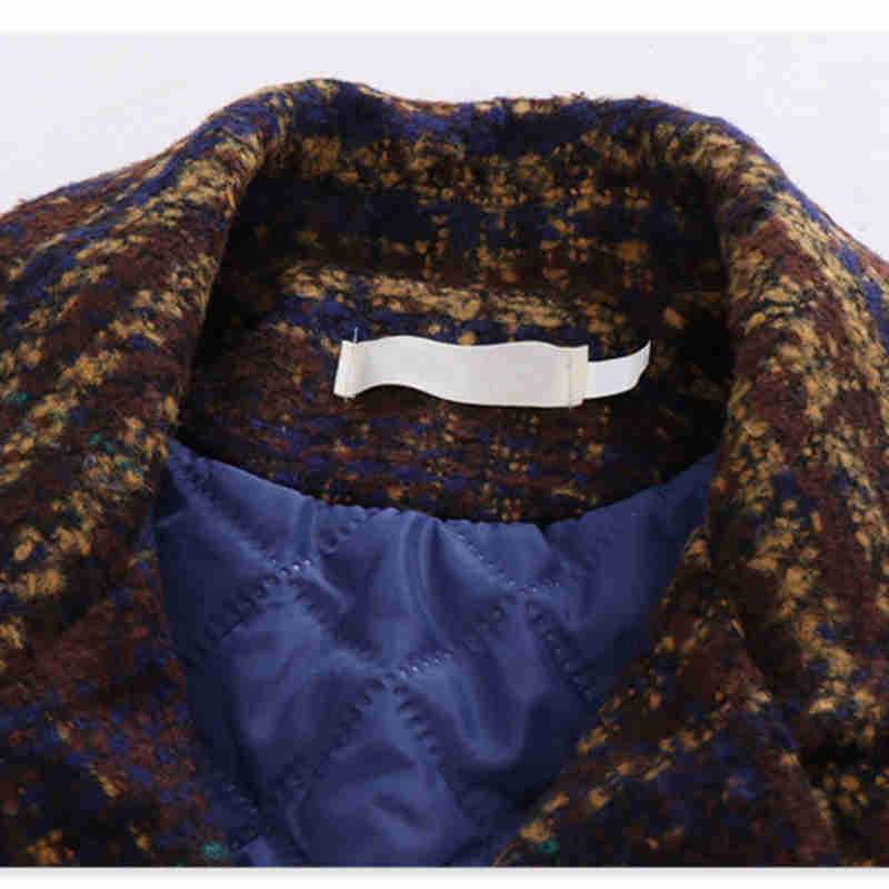 Boy winter quilted trench coat Boy anti-style woolen coat Boy lapel warm jacket Boy's long woolen windbreaker