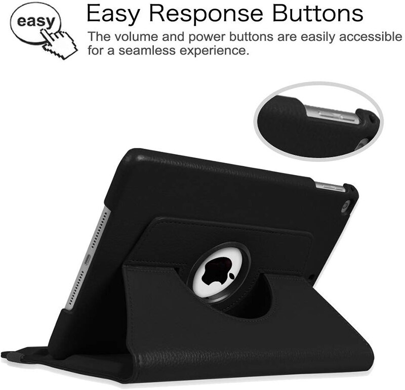 Dla iPad 9.7 przypadku 360 stopni obracanie etui ze skóry PU z klapką dla iPad 9.7 2017 2018 przypadku a1893 dla funda ipad Air 1/5 Air 2/6 przypadku
