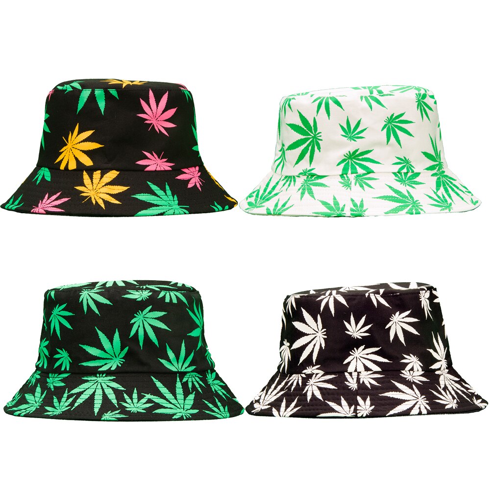 Spring and Summer Fisherman Hat Women's Cotton Maple Leaf Printed Hat Bucket Hat Men's Korean-Style Sunbonnet Sun Hat