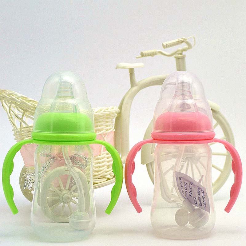 120ml nappflaska pp flaska med handtag standard kaliber amningsflaska bröstmjölksflaska nippel