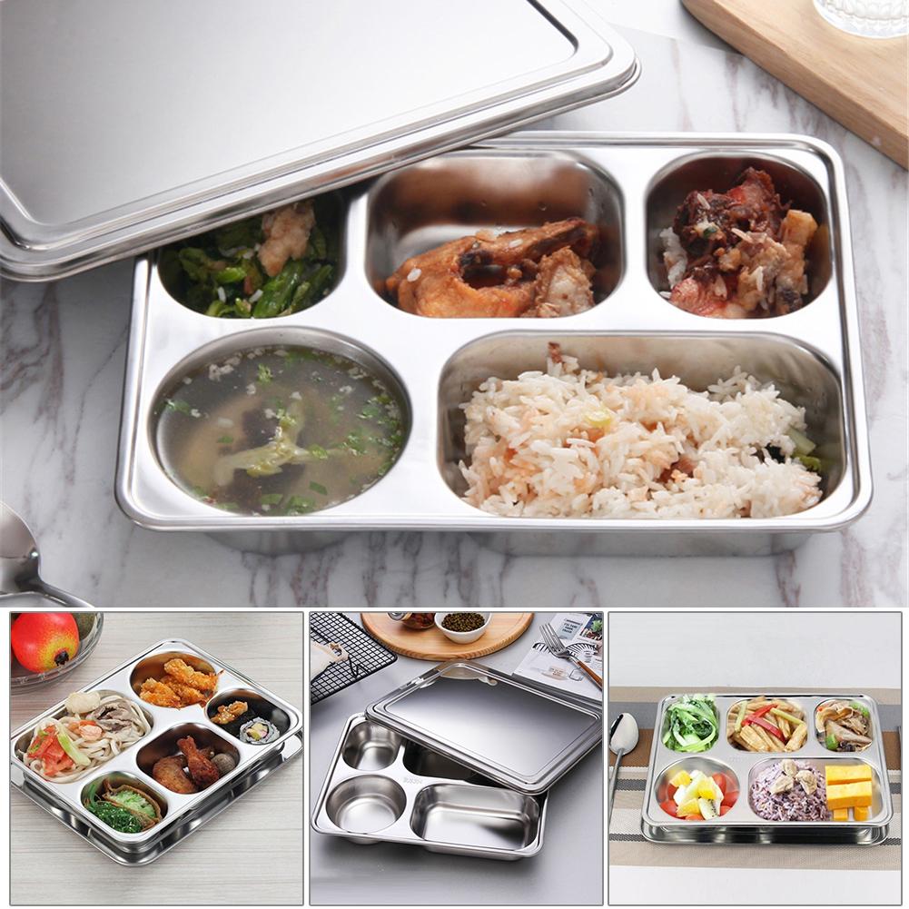 Rvs Lunchbox Fruit Voedsel Container Bedekt Compartiment Lunchbox Keuken Accessoires Voor School Kantoor Servies