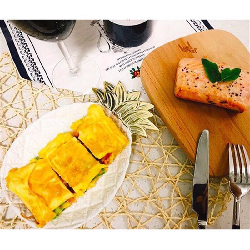 Placa de cerámica para Piña dorada Enipate, plato de joyería, plato de porcelana con hoja, almacenamiento de cosméticos, postres, aperitivo, plato, decoración del hogar