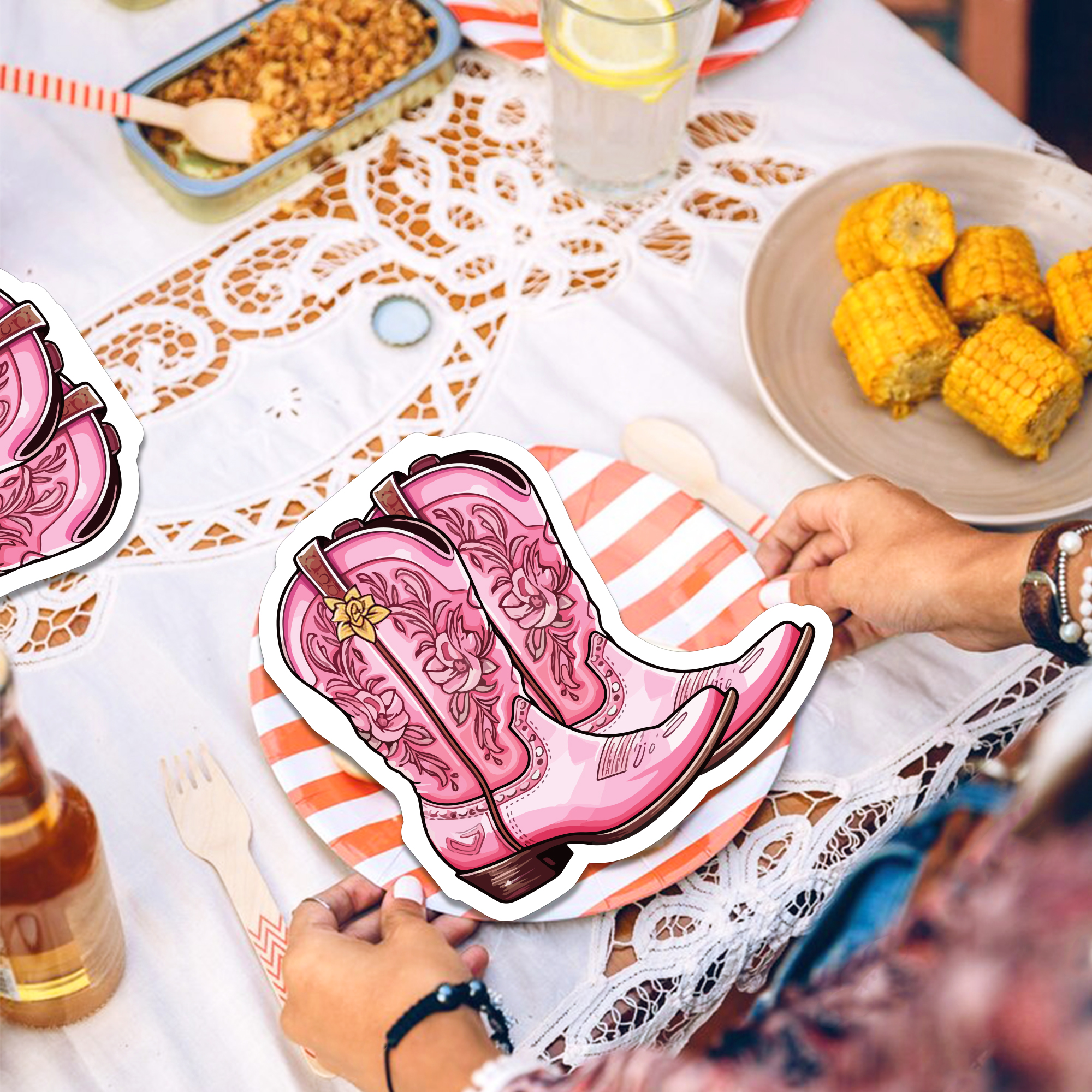 20 pçs cowboy cowgirl botas padrão guardanapos de papel descartáveis toalhas de mão guardanapo de jantar guardanapos de convidados tecidos para festa