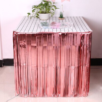 275X75 Cm Hawaii Party Decoratie Tafel Rok Folie Fringe Metallic Klatergoud Tafel Rok Voor Bruiloft Verjaardag Decoratie: Rose Gold