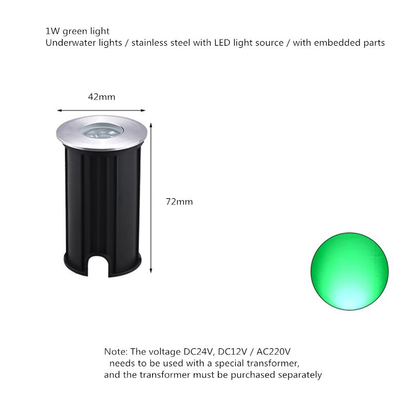 Ip68 led vedenalainen valo maanalainen lamppu led kansi valot puutarhavalo mini led spotti 12v vedenpitävä upotettu ulkona led spotti: Vihreä / 1w dc12v