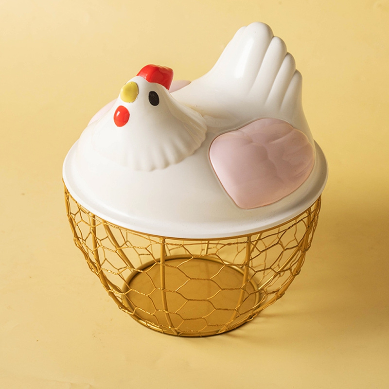 Chicken Egg Basket Metal Wire Chicken Egg Storage Basket Cute Portable Chicken Egg Holder Fresh Egg Holder for Pantry: Pink