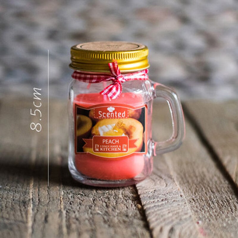 Anlage Glas Öl Kerze Aroma Romantische Kerze Rauchfreien Tasse Krug Party Wachs Geburtstag Duft Kerzen Startseite Dekoration QLB090: Pfirsich Kerze Tasse