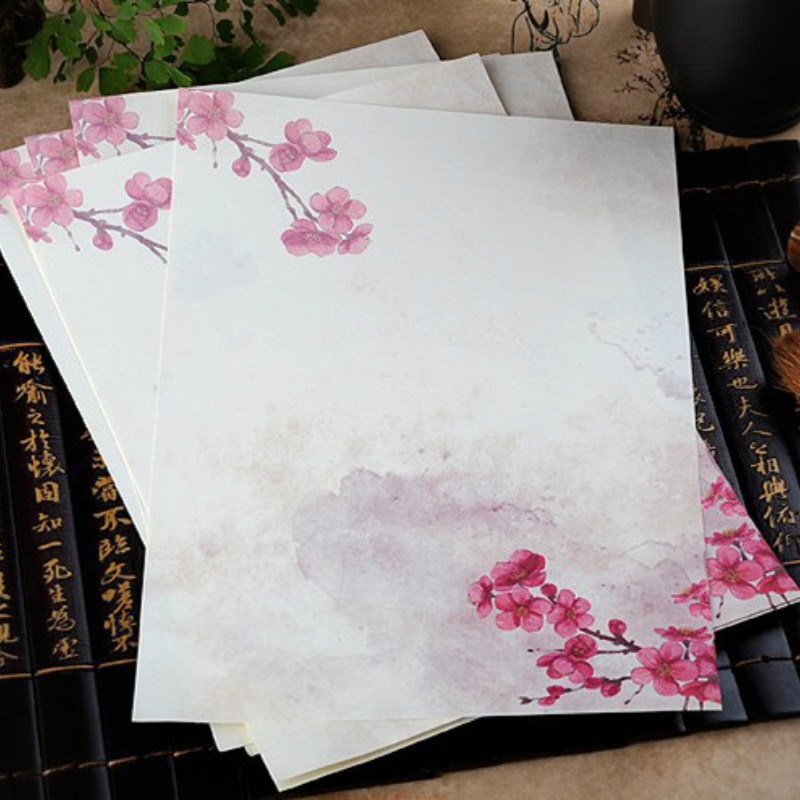 8 stk / parti vintage kinesisk stil kuvertpapir dejligt blomster brevpapir til børn koreansk papirvarer