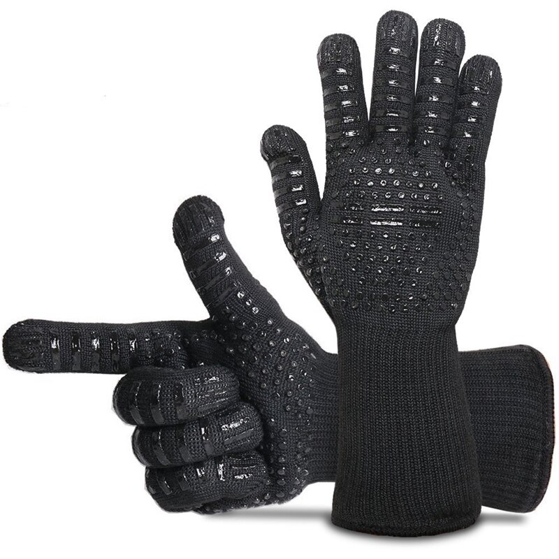 Haleychan 1472f varmebestandige grillhandsker mikrobølgehandsker dobbeltsidet silikone bomuldsmateriale anti-cut finger sælges  by 1 par: 02