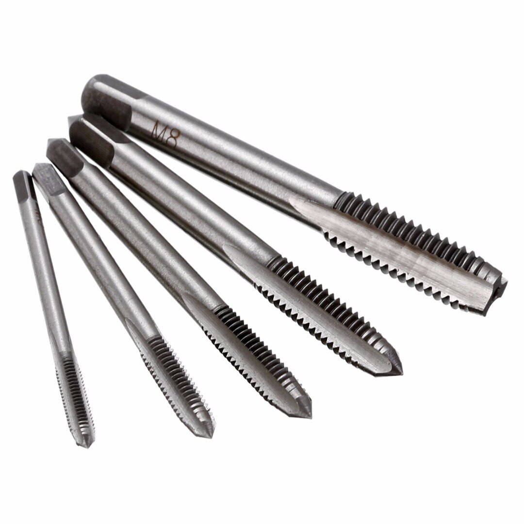 5 Pcs Metrische Hand Tap Set Hss Schroef Hand Schroefdraad Plug Tap Boor M3/M4/M5/M6/M8 Machine Tikken Gereedschap