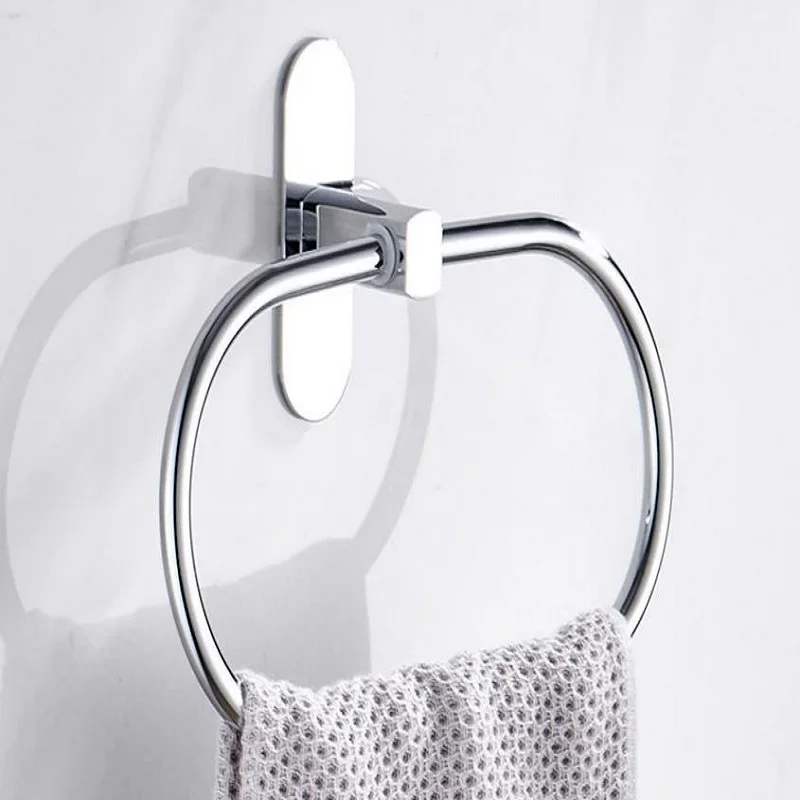 Montado na parede livre perfurador de aço inoxidável suporte anel toalha cabide para banheiro casa acessório hardware decorativo