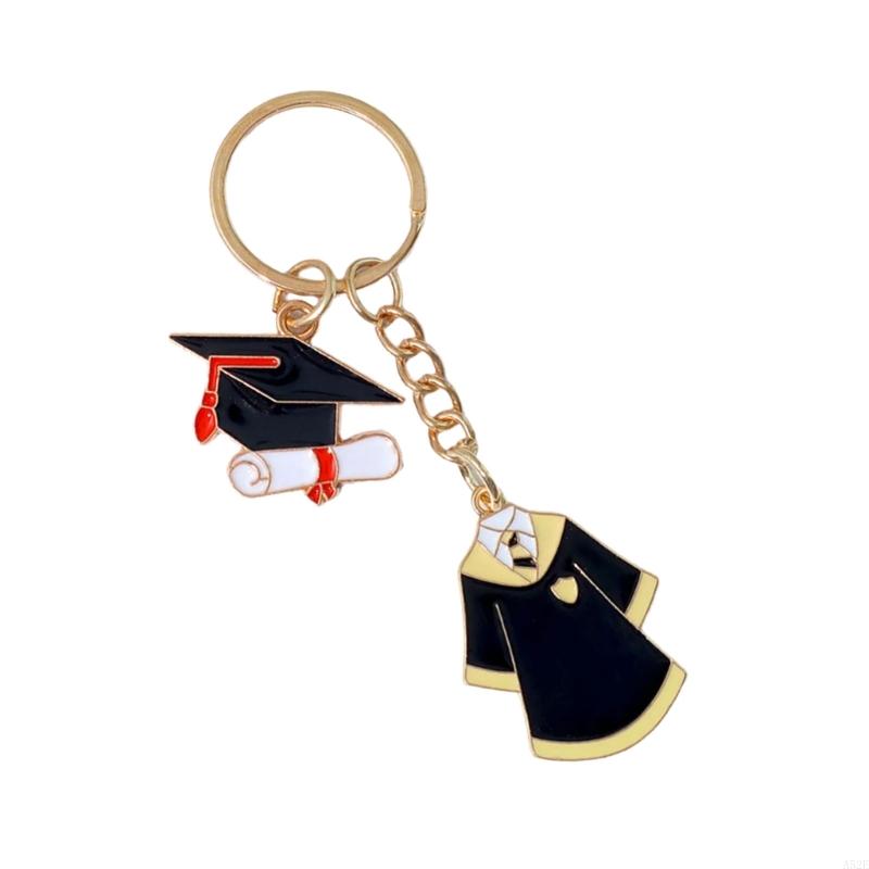 652F Academic Dress and Mortarboard Key Ring for Graduates and Educators Student Jewelry Graduation Ceremony Souvenir