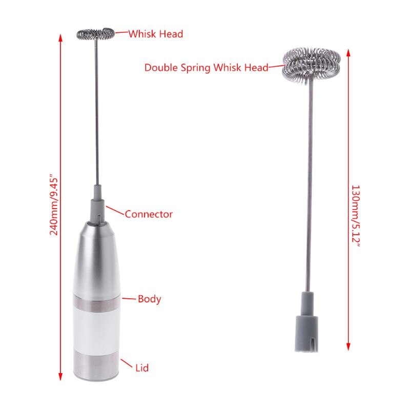 Electric Handheld Stainless Steel Milk Frother Kit Auto Stirrer Kitchen Tools Mar28