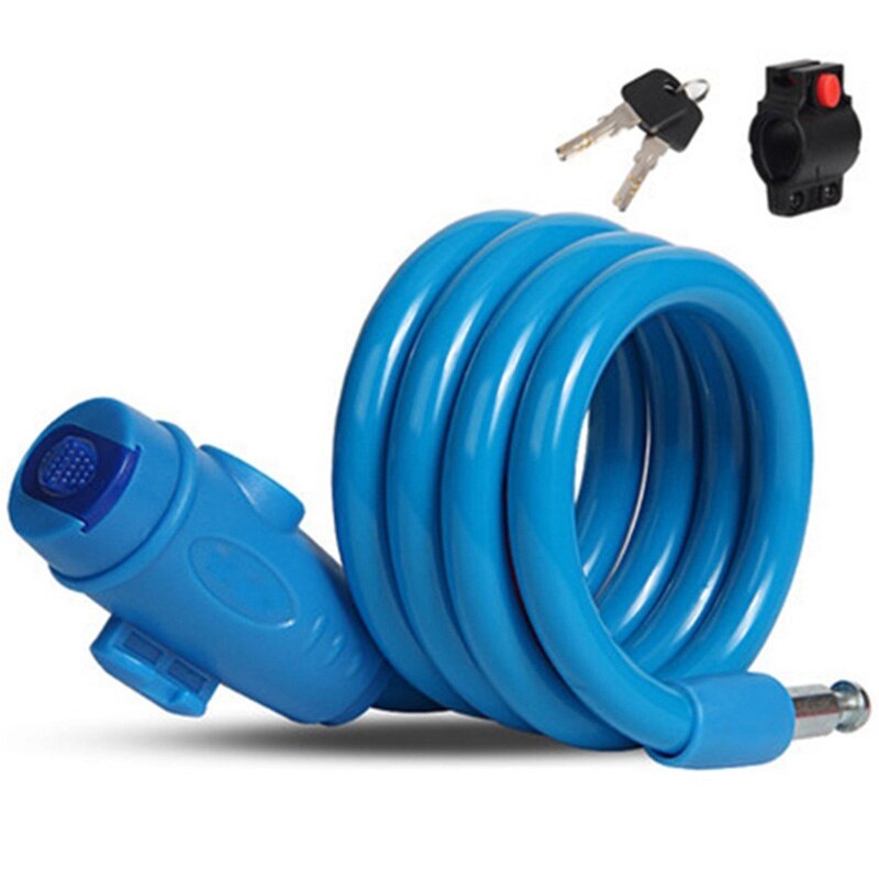 Anti-Theft 110 cm Bike Lock Steel Wire Safe Bicycle Lock Outdoor Security Reinforced Bicycle Accessories MTB Road Bicycle Locks: Blue
