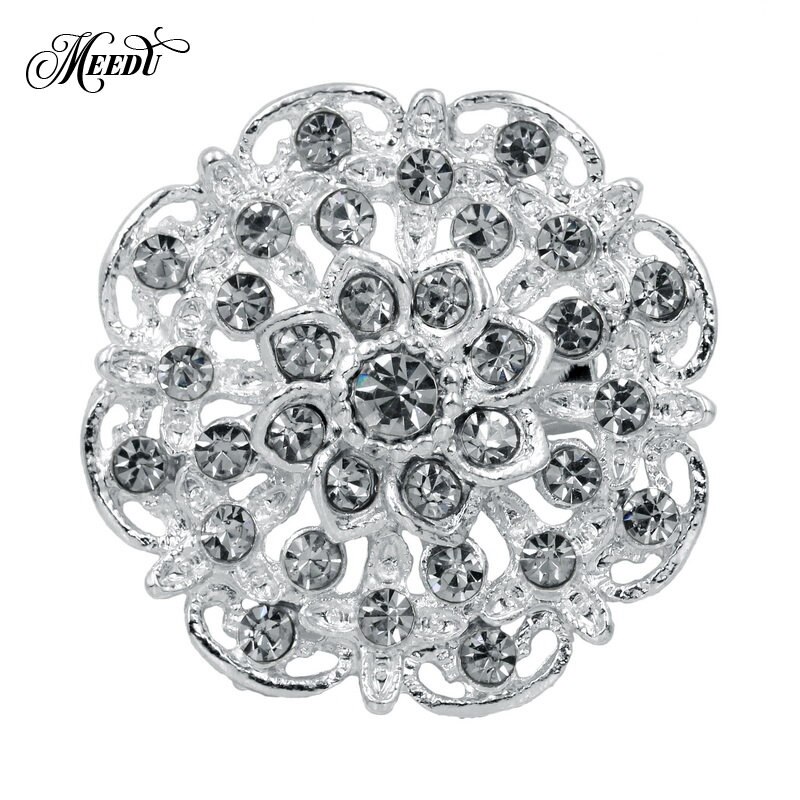 MIEG Clear Rhinestone Bijoux Pins Bloem Broches Voor Vrouwen Wedding Party Decoratie Charmant Sieraden