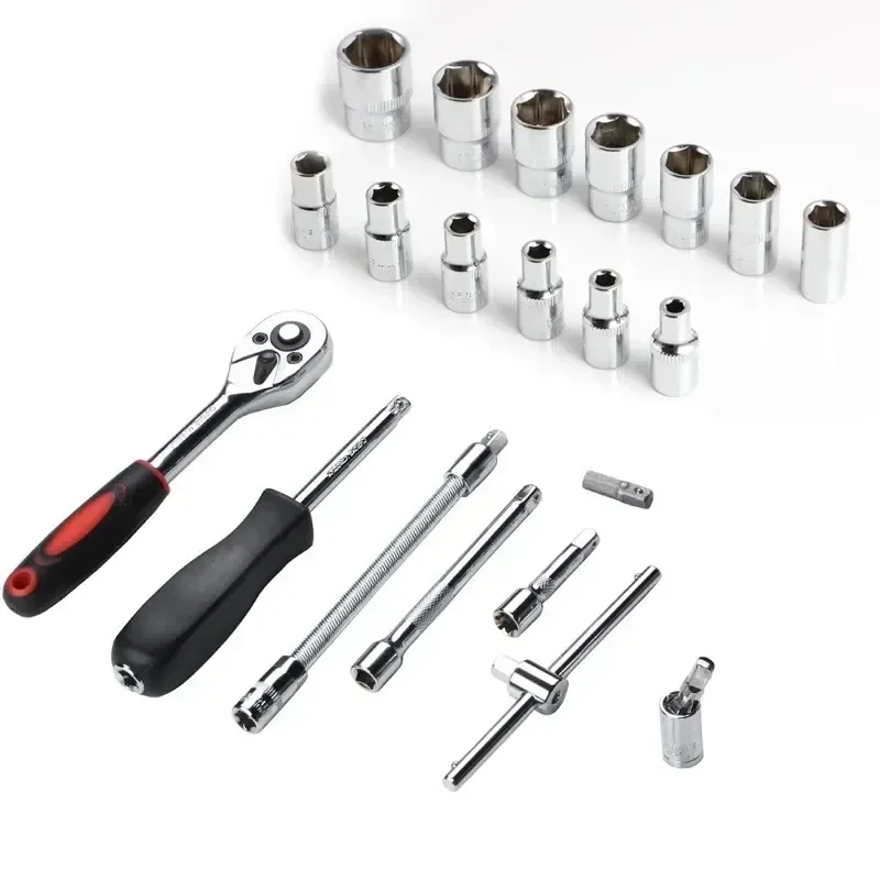 Kit de herramientas de reparación de automóviles 46/53 unid/set juego de enchufes de 1/4 pulgadas herramienta de reparación de automóviles llave dinamométrica de trinquete Combo juego de herramientas de reparación de automóviles