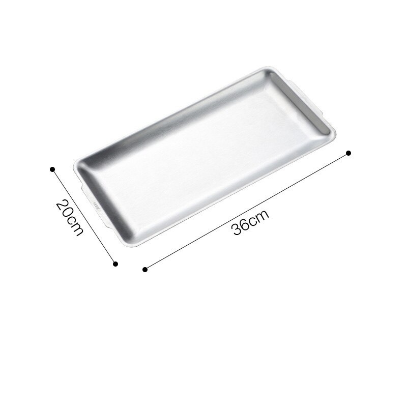 304 Stainless Steel Dinner Plates Rectangular Gold Serving Tray Dessert Cake Snack Dishes Barbecue Sushi Dessert Kitchen Plates: Silver-36x20cm
