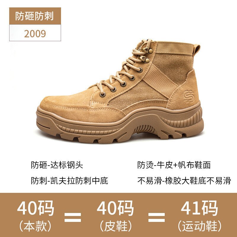 Niezniszczalne buty męskie ochronne buty robocze z stalowa nasadka na palec odporne na przebicie buty lekkie oddychające sneakersy Dropshipping: YELLOW / 38
