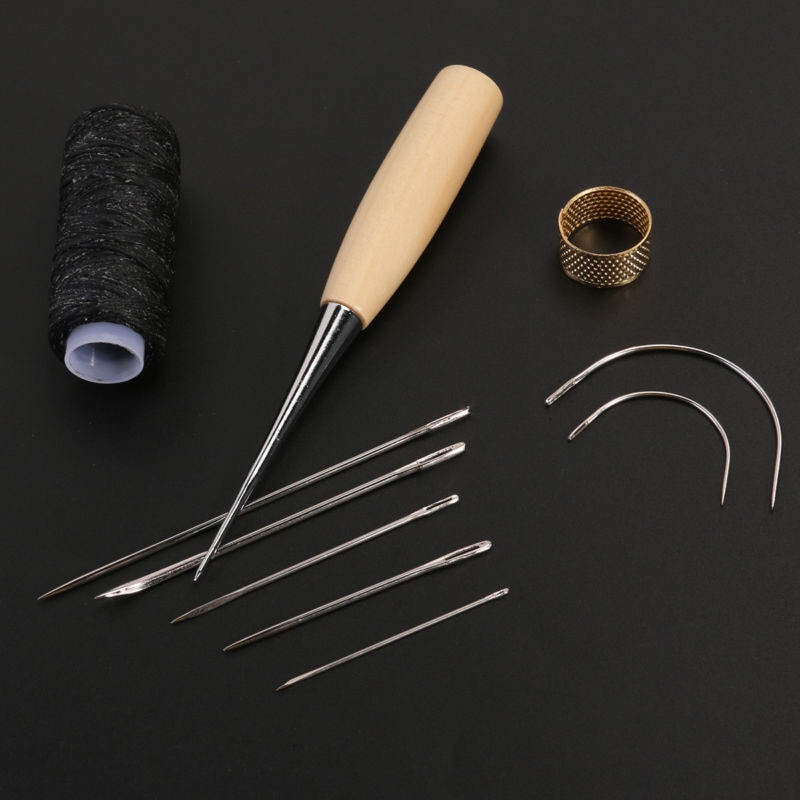Leather Sewing Needles Stitching Needle Kit Thread Thimbles Hand Sewing DIY Tool