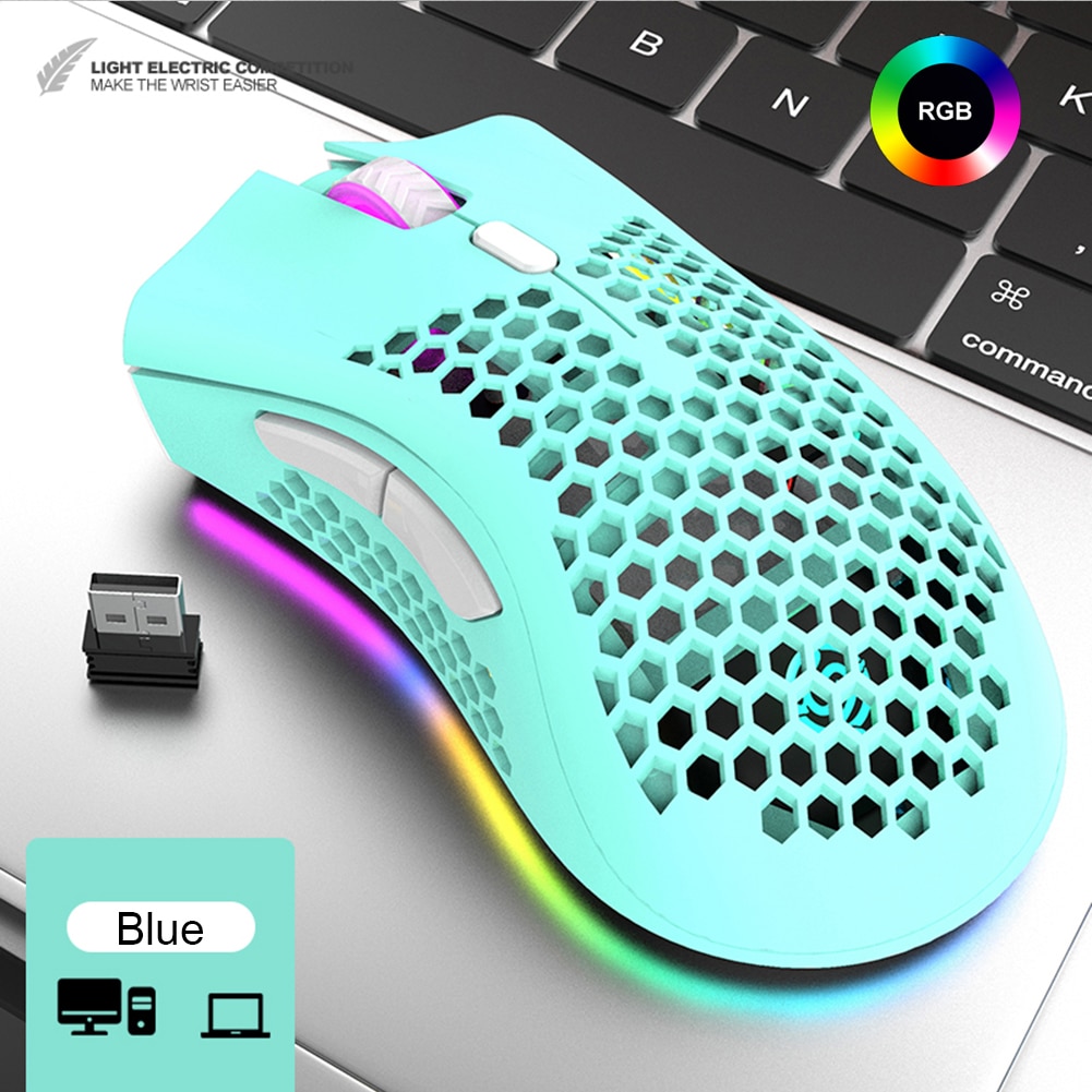 ALLOYSEED BM600 2,4 GHz Drahtlose Maus 2400DPI Einstellbare RGB hinterleuchtet Waben USB Optische Spielen Maus Gamer Mäbenutzen Für Laptop PC