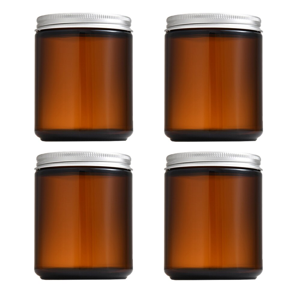 6pcs Amber Glass Jars Fillable Wax Candle Cups Empty Candle Holders with Lids: 9X7.3X7.3CM