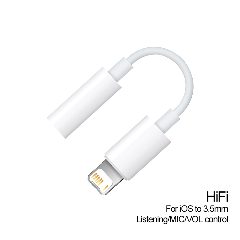 Adaptateur Audio Aux pour prise casque iOS vers 3.5 MM, accessoires pour écouteurs, adaptateur de téléphone pour iPhone 14 13 12 11 X Pro Max iPad: WHITE