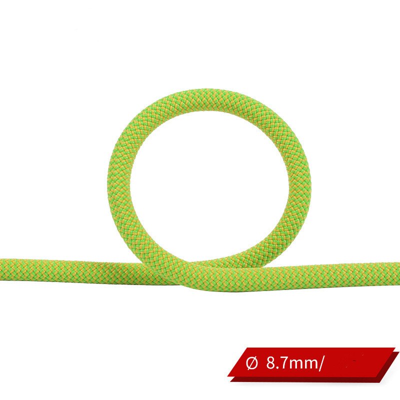 Climbing rope 10m/15m outdoor emergency rope wear-resistant 9.8mm diameter high-strength climbing accessories tool: green-yellow / 10m
