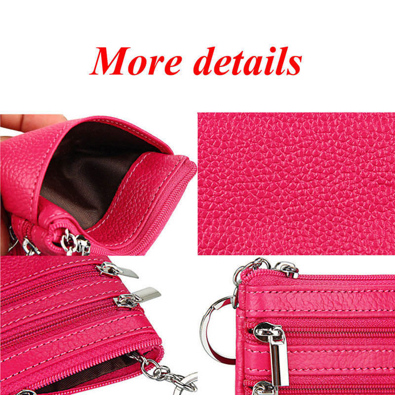 Zachte Unisex Mannen Vrouwen Card Coin Sleutelhanger Rits Portemonnee Lederen Portemonnee Pouch Kleine Verandering Zachte Tas