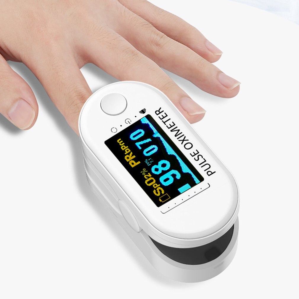 Finger tip puls oximeter meter spo 2 pulsmåler blod iltmætning oled oximeter til husholdningsbrug: Hvid