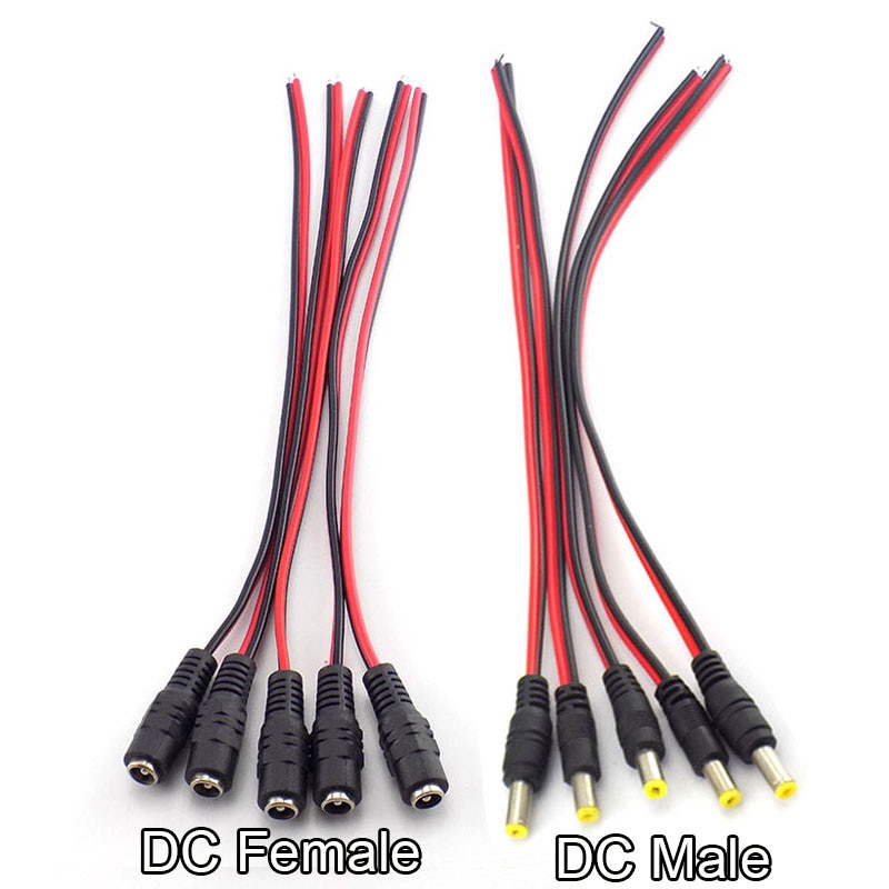 Dc 12v forlængerkabel han-hun stik stik strømkabel ledning ledning til cctv kabel kamera led strip lys adapter 2.1*5.5mm