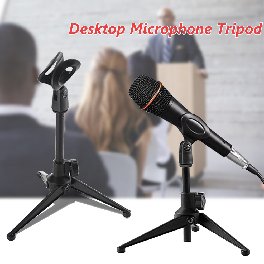Mini Portable Table Tops Microphone Tripod Zinc Alloy Mic Stand Bracket Desktop Adjustable Microphones Tripods Holder Mic Stand