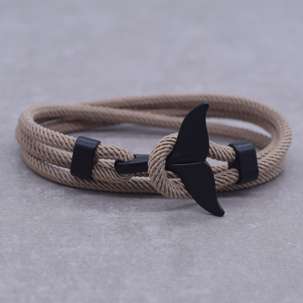 Anker Stijl Sieraden Oceaan Zilveren Kleur Whale Tail Charme Armband 2-3 Ronden Verstelbare Touw Armbanden Voor Mannen Vrouwen: S0926