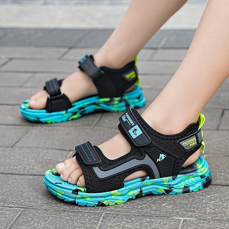 Zomer Populaire Haak Lus Sluiting Camouflage Strand Sandalen Water Sport Slippers Jongens Lichtgewicht Anti Slip Schoenen