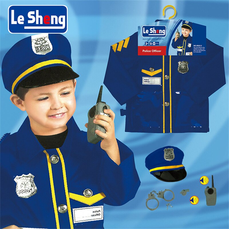 5PCS/Lot Children Pretend Play Toy Cosplay Role Simulation Policeman Uniform Suit Playing Set for Boy Girl