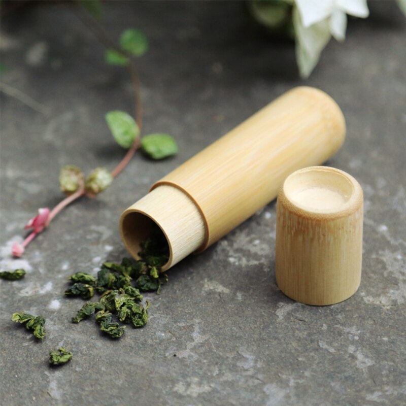 Bambou Tube boîte à thé hermétique petit conteneur épices stockage pot avec couvercle 4 taille #0622