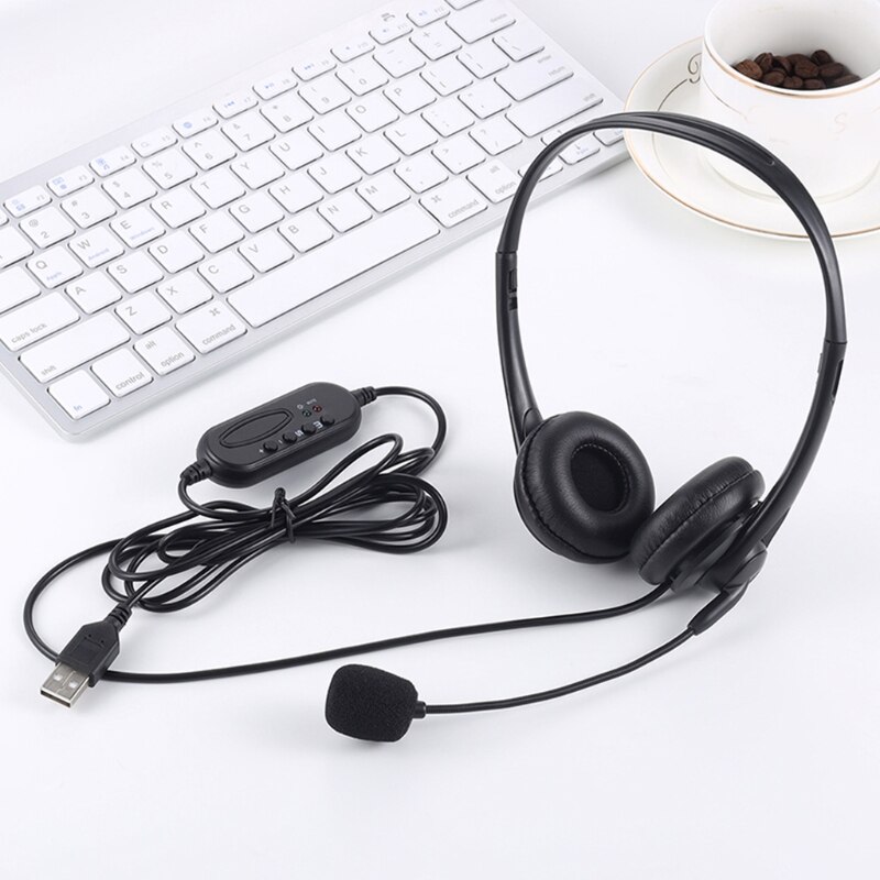 USB Headset with Microphone Computer Headphone Lightweight Calling Center Wired Headset for PC/Laptop/Computer T21A