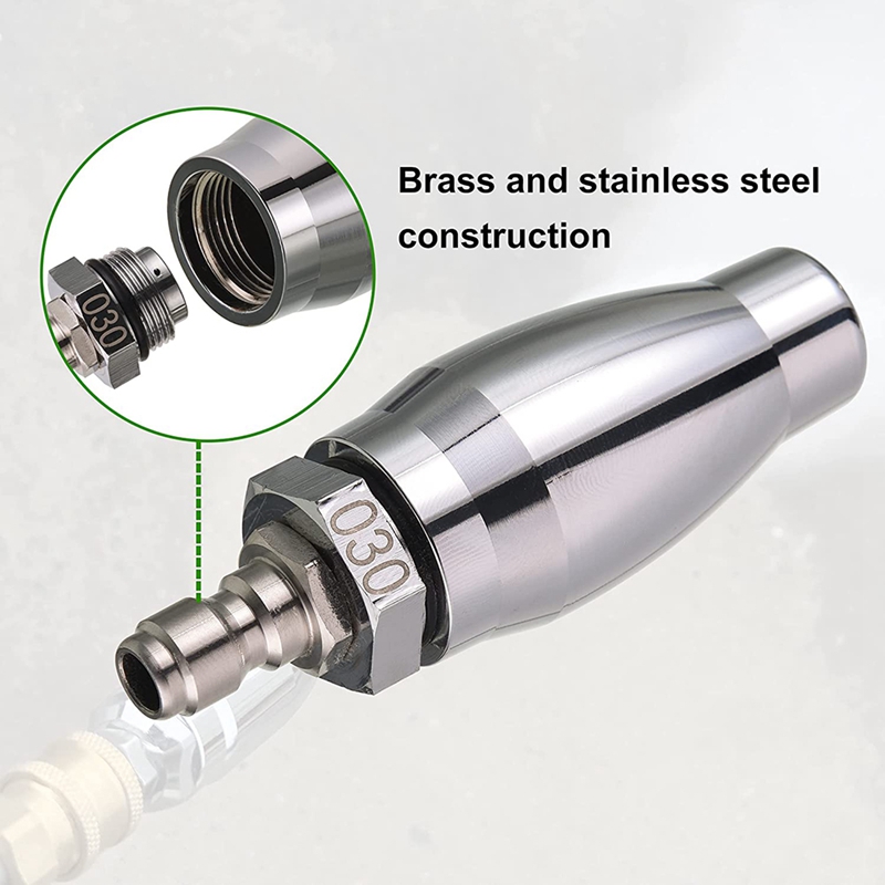 Pressure Washer Turbine Nozzle,Rotating Pressure Washer Nozzle, With 1/4 Inch Quick Connect,7 Nozzle Heads With Nozzle