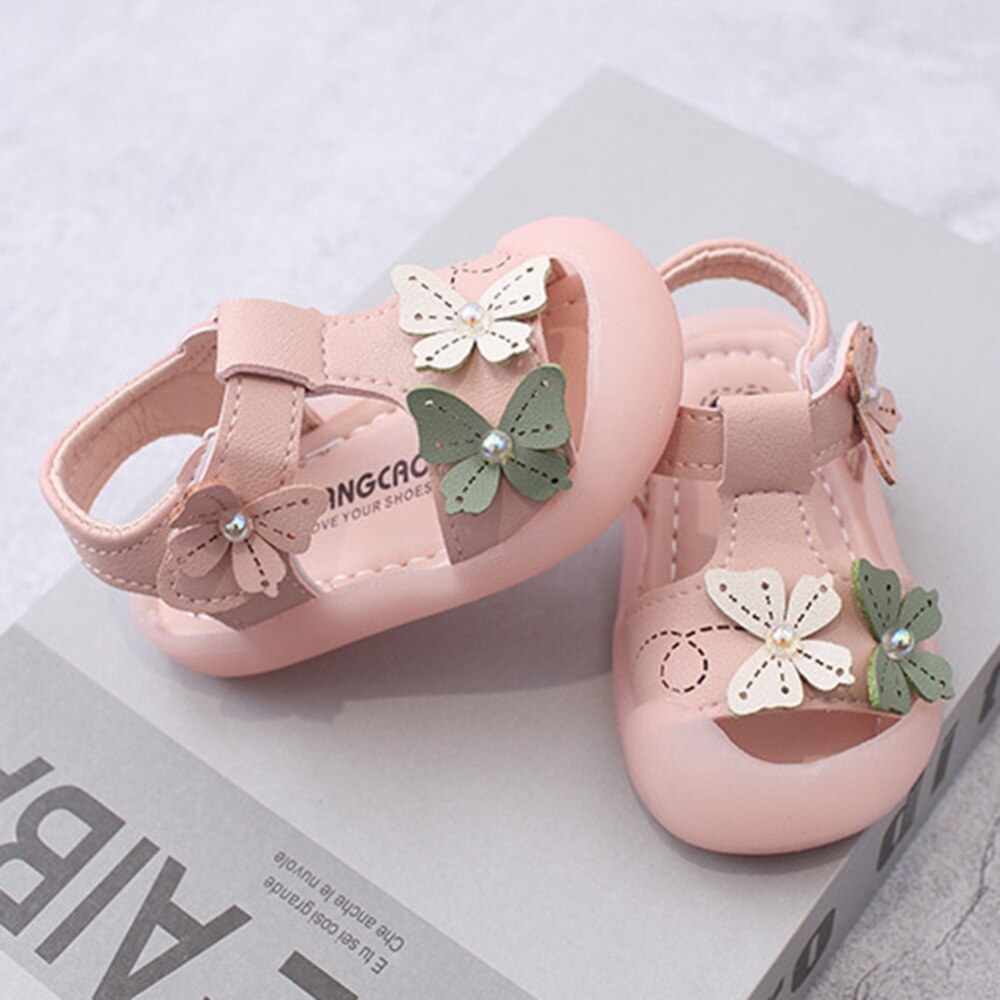 Kleinkind Baby Mädchen Sandalen Sommer Cloes Kappe Schuhe mit Schmetterling Anti Unterhose Gummi Sohle Kleinkind Prewalker Erste Wanderschuhe