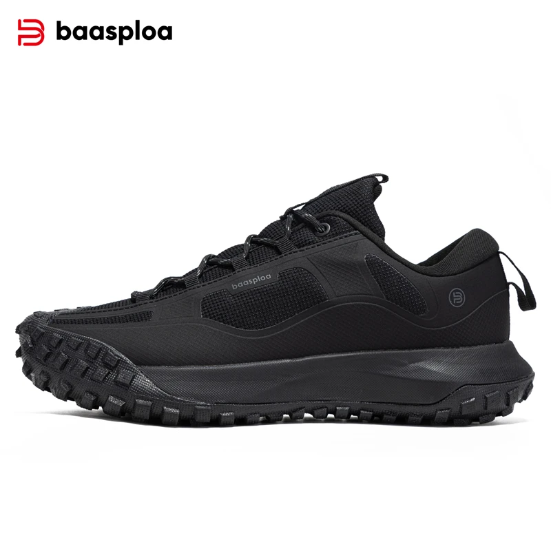 Baasploa, zapatillas de deporte para exteriores para hombre, nueva , zapatos de senderismo acuáticos antisalpicaduras, zapatos casuales cómodos para caminar para hombre, zapatos antideslizantes para escalar: Negro / 41