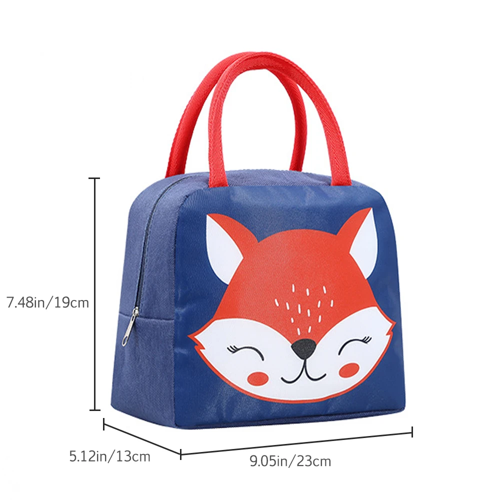 Cartoon Lunch Bag Portable Insulated Thermal Lunch Box Picnic Supplies Bags Milk Bottle For Women Girl Kids Children: Blue