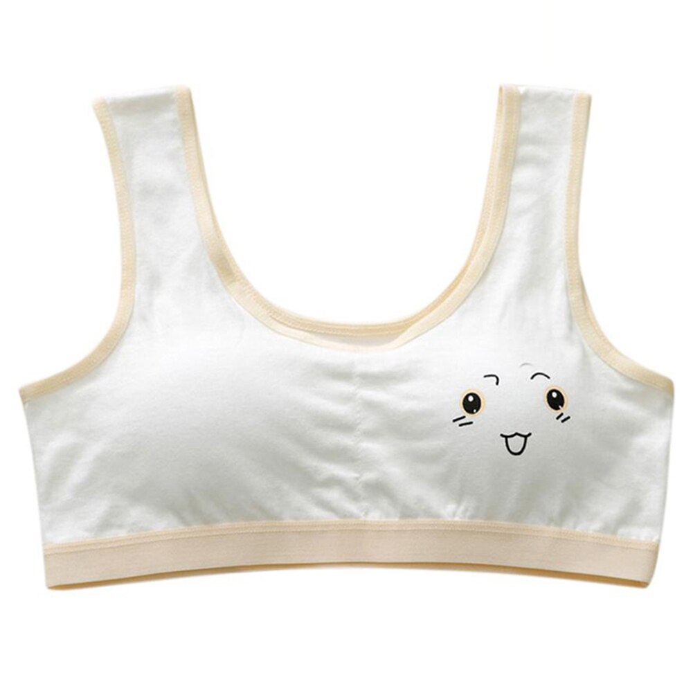 Sujetador de dibujos animados para niña, sostén de entrenamiento informal de algodón suave para adolescentes, 3 piezas,: nude