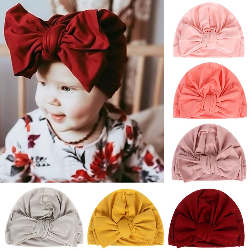 Grote strikken babyhoed zacht lente zomer kinderen babymeisje muts schattige kinderen peuter muts tulband