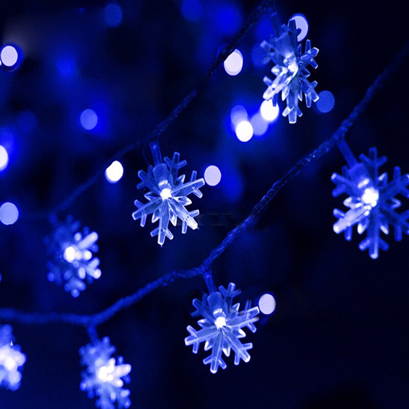 220v eu batteri usb led snöflinga strängljus fairy gardin ljus utomhus julkrans för fest år dekor