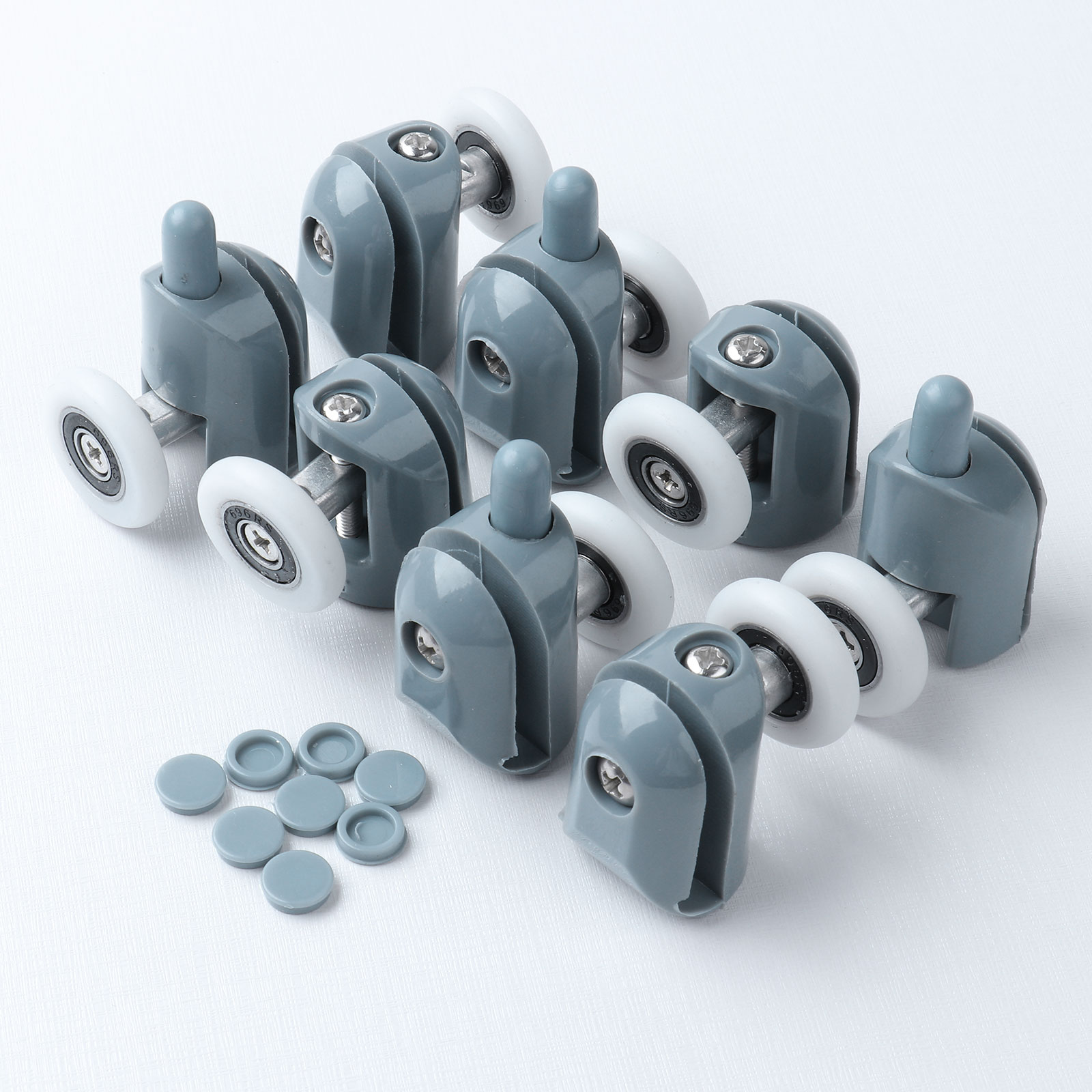 8 23/25MM Single Door Rollers Kit Kitchen Bathroom Glass Doors Slide Wheels Hooks Runners Wheels Pulleys for Sliding Shower Door