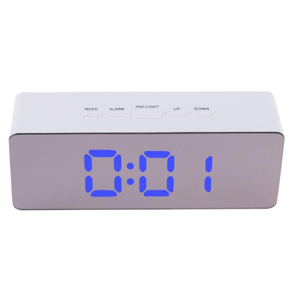 LED Mirror Alarm Clock Digital Snooze Table Clock Wake Up Light Electronic Large Time Temperature Display Home Decoration Clock: D