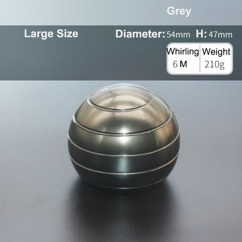 Ball Type Fingertip Gyro Metal Alloy Adult Office Desk Toy Decompression Anxiety Stress Relief Fidget Spinner Sensory Toys: Big Size - Grey