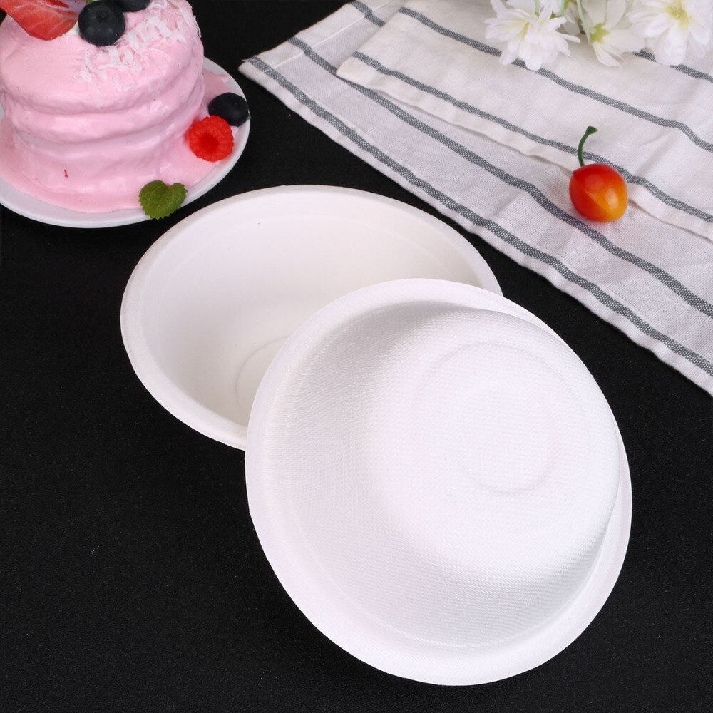 25pcs Paper Bowl Disposable Round Shape Food Bowl Dinnerware Tableware for Party Banquet Home