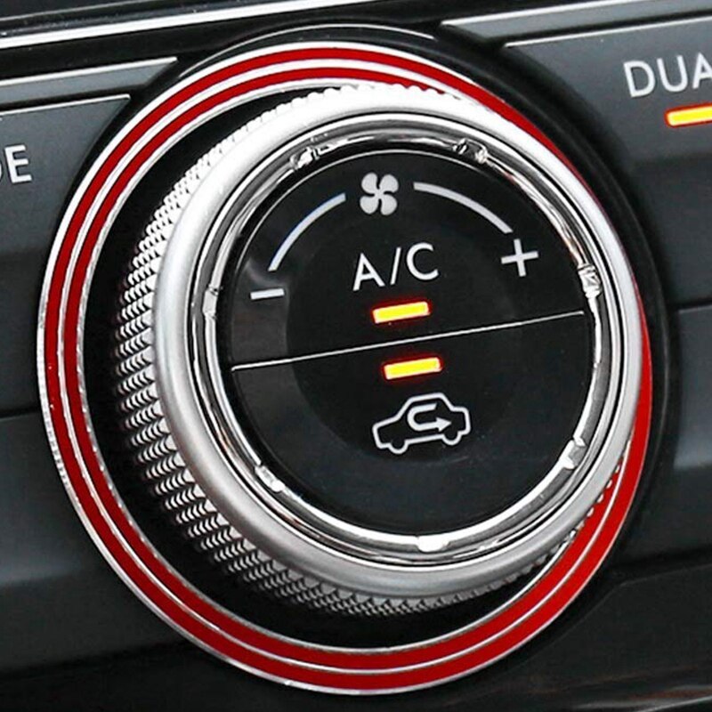 3Pc Red AC Control Outer Ring Covers for Subaru WRX, STI, Impreza, Forester, XV Crosstrek