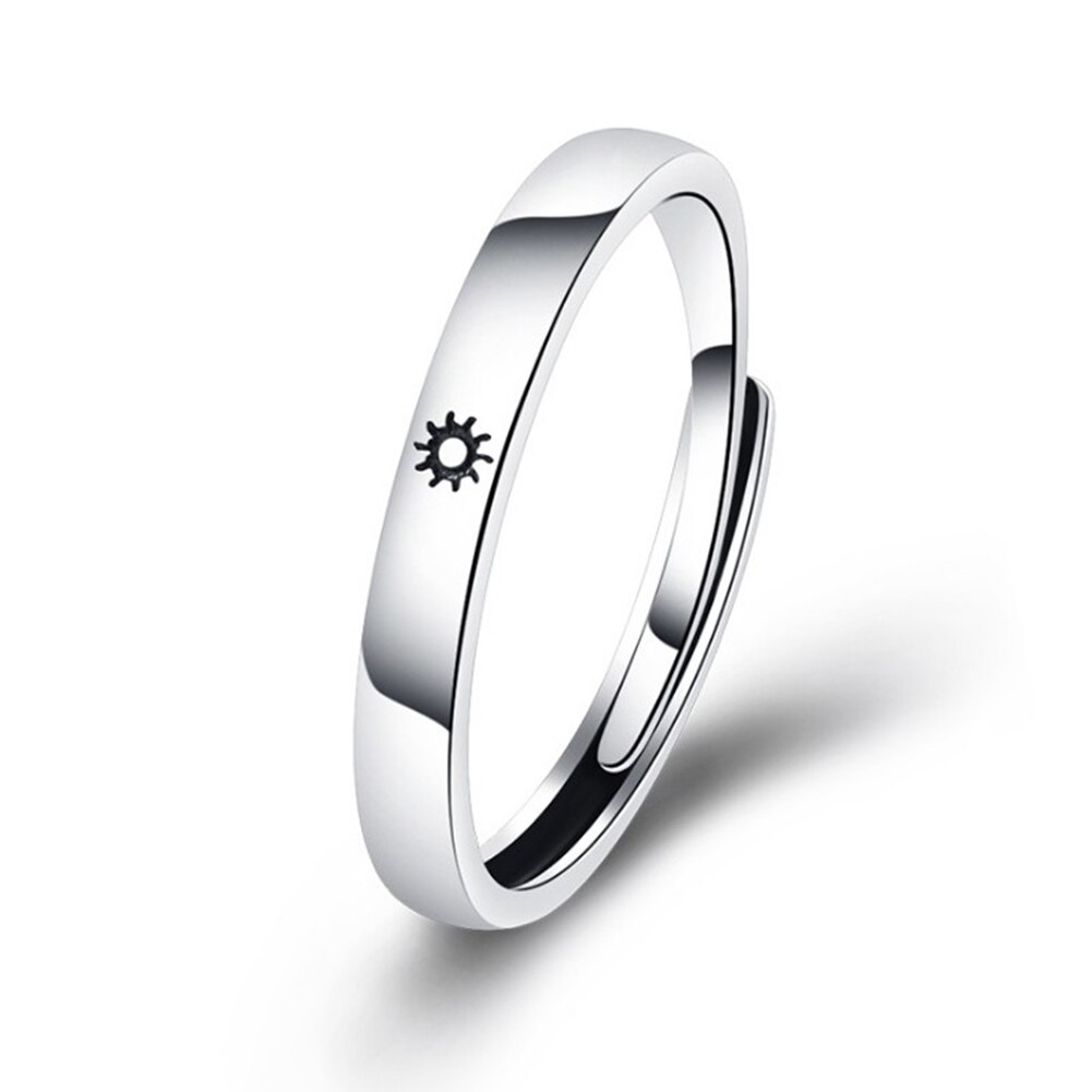 1PC Minimalistischen Silber Farbe Sonne Mond Offenen Ring Für Frauen Männer Liebhaber Einzigartige Carving Crescent Engagement Hochzeit Ring Schmuck: 1