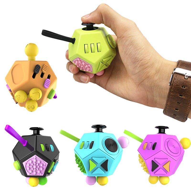 12-Sided Decompression Cube Adult Finger Relieve Stress Anxiety Toy Anti-stress Dice Finger Toy Finger Dice Fast Dropshing